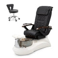 Falcon Pedicure Spa Chair Complete Set with Pedi Stool - White Base - Smoky Bowl - Carbon Fiber