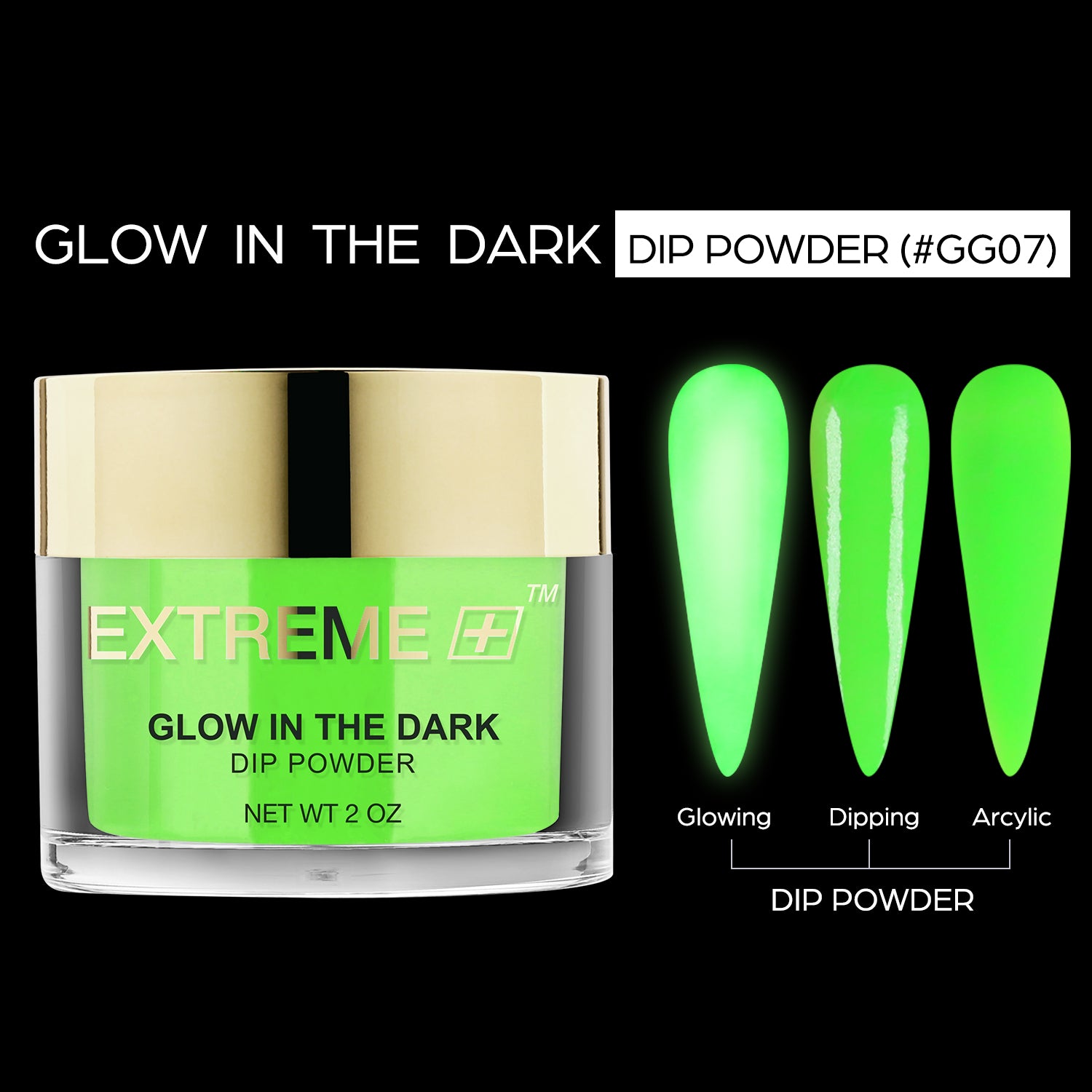 EXTREME+ SUPER Glow in the Dark Dip Powder 2 oz - #007