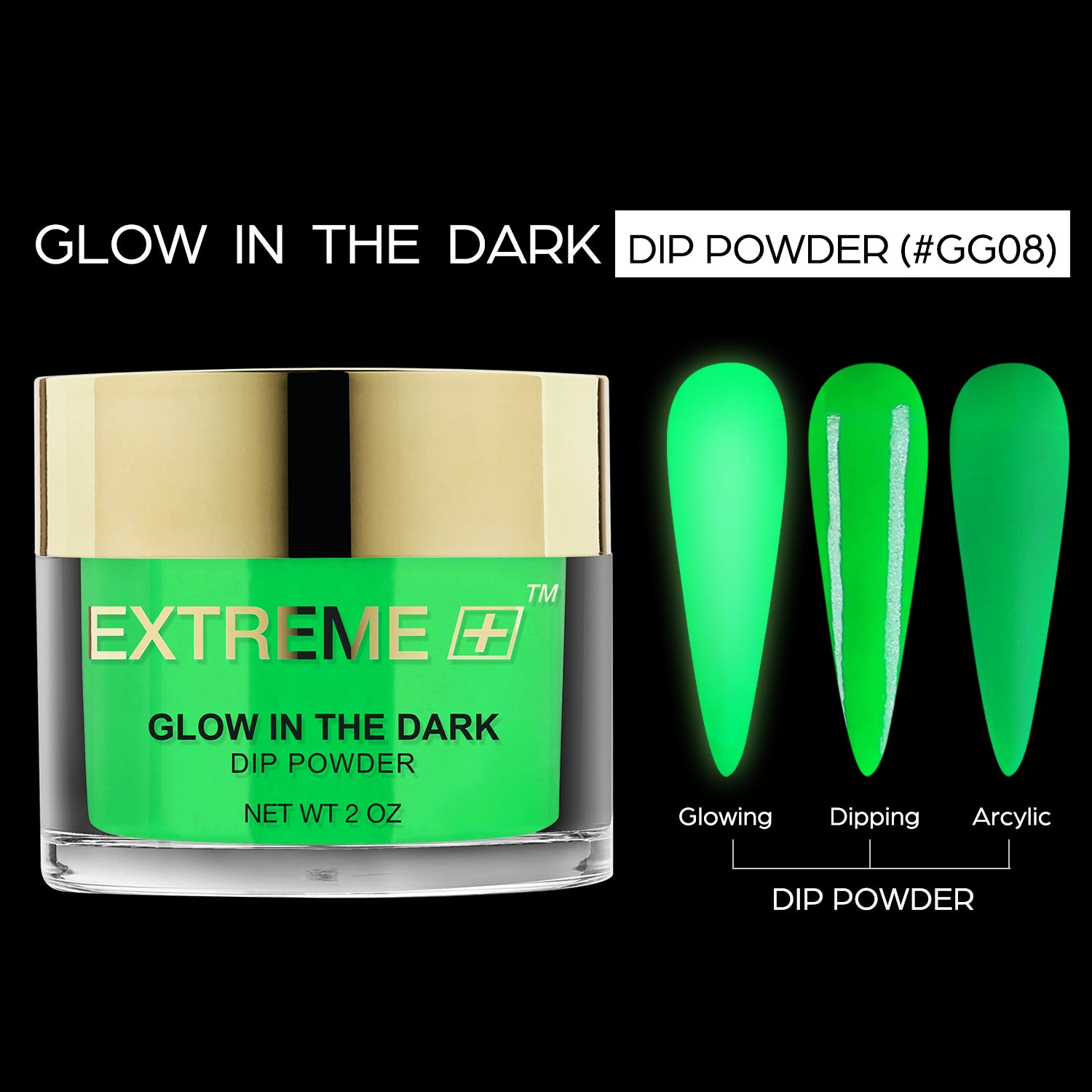 EXTREME+ SUPER Glow in the Dark Dip Powder 2 oz - #008