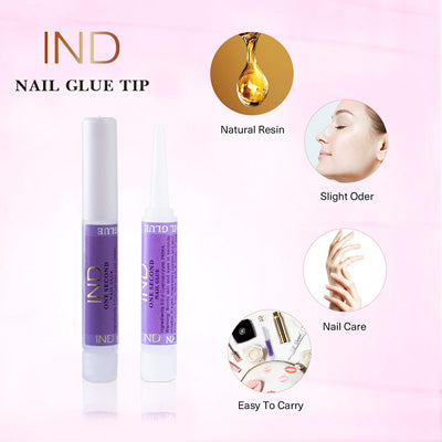 4 PCS IND Nail Tip Keo - Chất kết dính siêu dính cho đầu móng tay acrylic - 0,07 oz cho mỗi loại keo