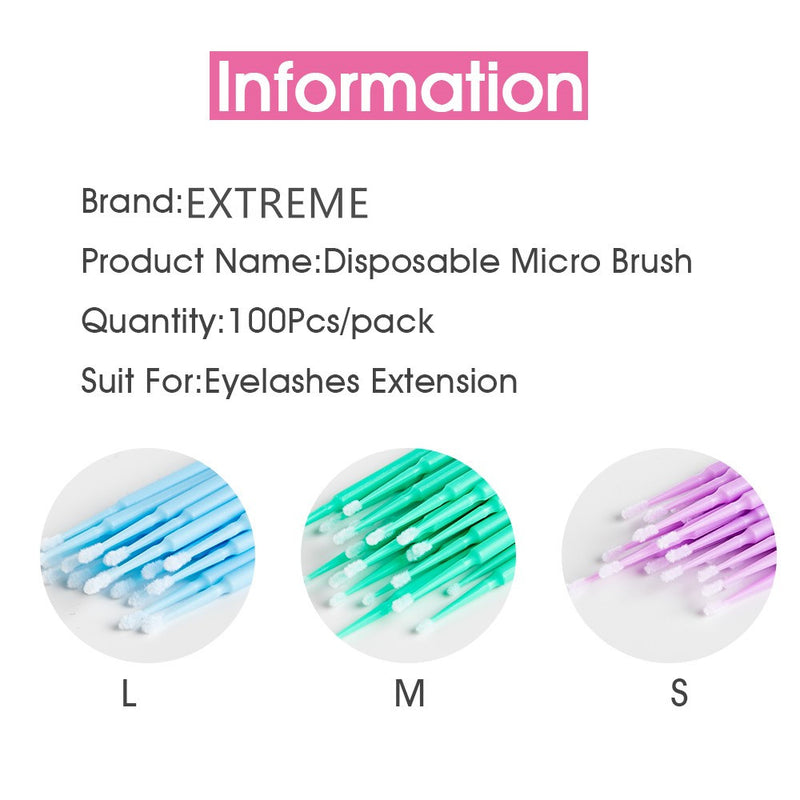 100pcs White And Black Bendable Micro Brushes Disposable Micro Brush  Applicators Eyelash Extensions Eyelash Glue Cleaning Brush For Eyelash