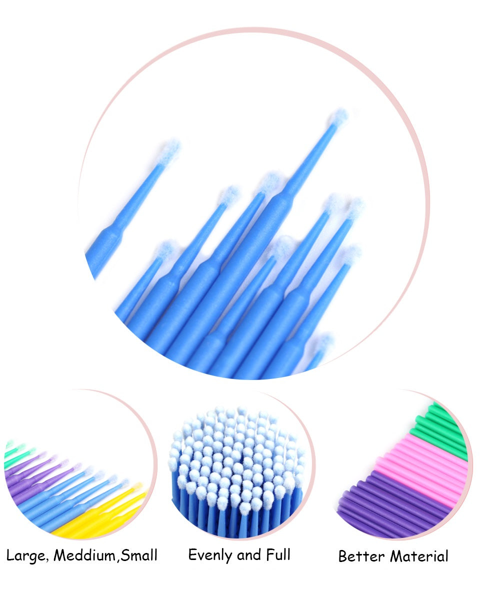 100 miếng Micro Applicator Brushes Lash Micro Swabs để nối mi, trang điểm 