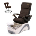 Phoenix Pedicure Spa Chair Complete Set with Pedi Stool - Pearl White Base - Silver Glass Bowl - C01 Leather