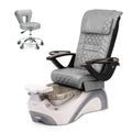 Phoenix Pedicure Spa Chair Complete Set with Pedi Stool - Pearl White Base - Silver Glass Bowl - Carbon Fiber