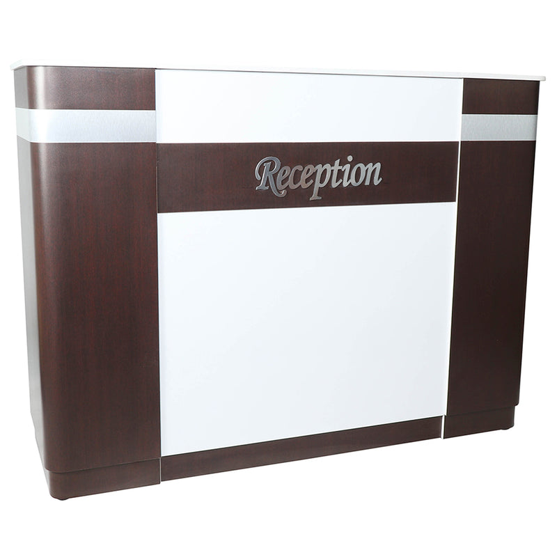 Reception Desk - RP20 - White Silver Wood