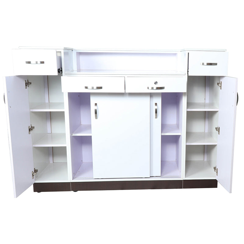 Reception Desk - RP20 - White Silver Wood