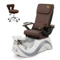 Robin Pedicure Spa Chair Complete Set with Pedi Stool - White Base - Silver Bowl - C01 Leather
