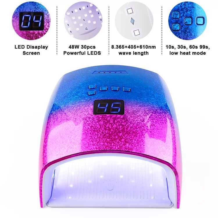 EXTREME+ Brainbow Pro Cordless Rechargeable Wireless 48W LED UV Nail Lamp Light Gel Polish Cure Dryer
