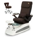 BM21 Pedicure Spa Chair Complete Set with Pedi Stool - White Base - Silver Bowl - C01 Leather