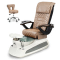 BM21 Pedicure Spa Chair Complete Set with Pedi Stool - White Base - Silver Bowl - Carbon Fiber