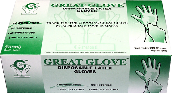 Great Latex Gloves, Powder Free Exam Gloves - Large