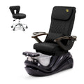 Lotus Pedicure Spa Chair Complete Set with Pedi Stool - Black Base - Silver Resin Bowl - C01 Leather
