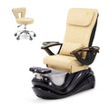 Lotus Pedicure Spa Chair Complete Set with Pedi Stool - Black Base - Silver Resin Bowl - C01 Leather