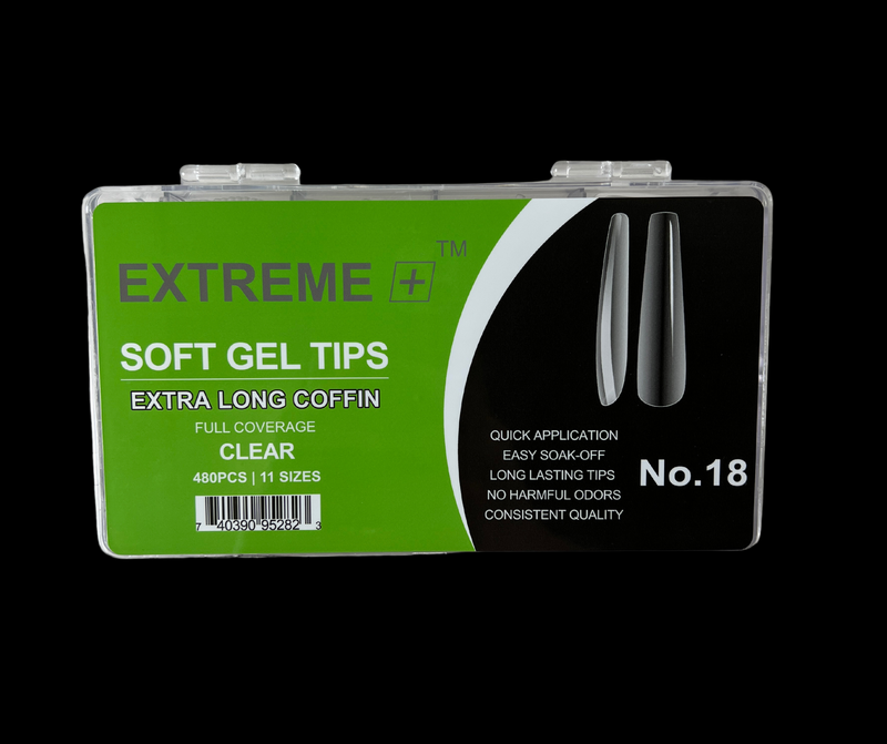 EXTREME+ Clear Full Cover Nail Tips No.18 _ Extra Long Stiletto