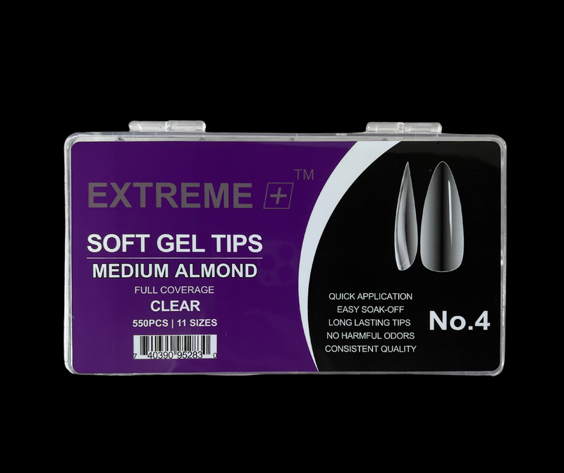 EXTREME+ Clear Full Cover Nail Tips No.4 _ Medium Almond