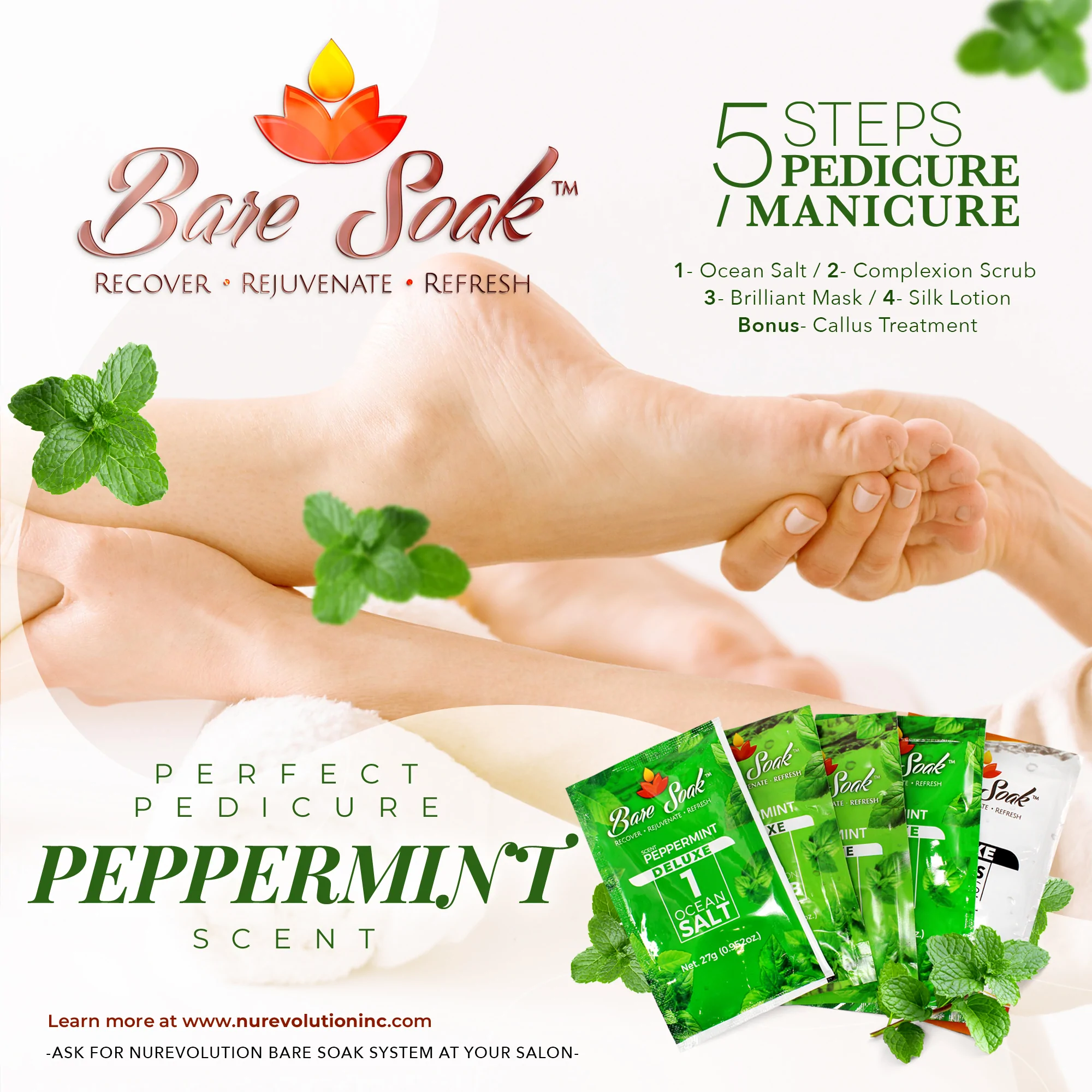 NuRevolution Deluxe 5 Steps Pedicure - Peppermint