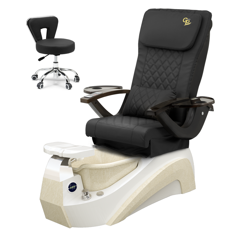 Tarex Pedicure Spa Chair  - White Base - Marble Bowl White - C01 Leather