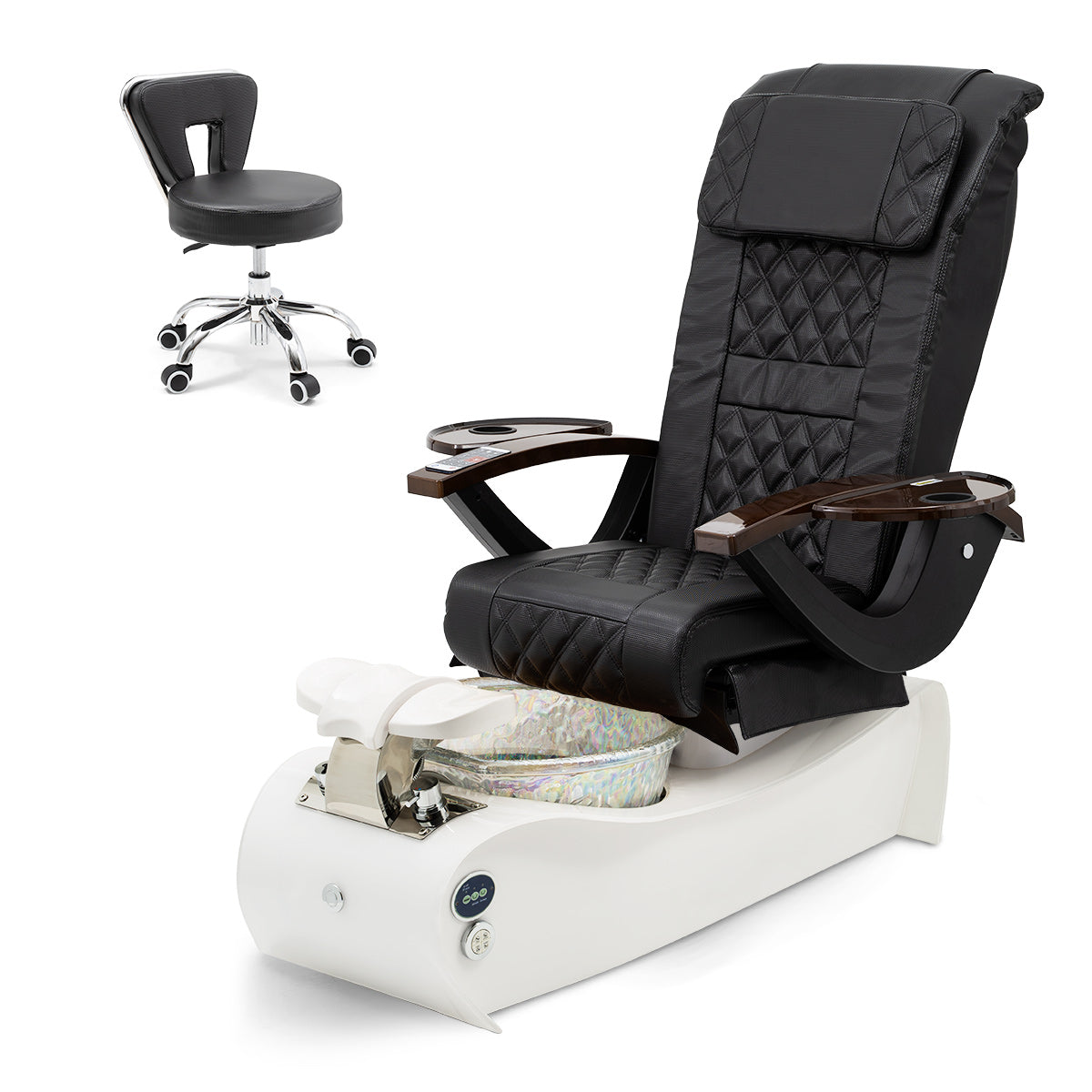 Thunder Pedicure Spa Chair - White Base - Unicorn Bowl - Carbon Fiber