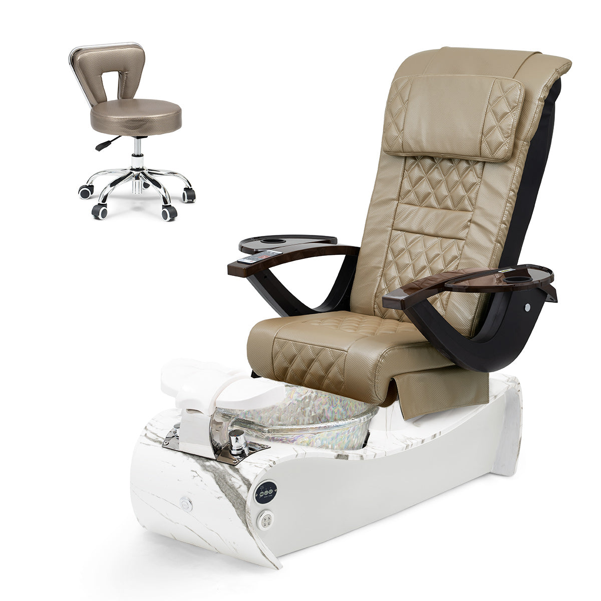 Thunder Pedicure Spa Chair - Marble Base - Unicorn Bowl - Carbon Fiber