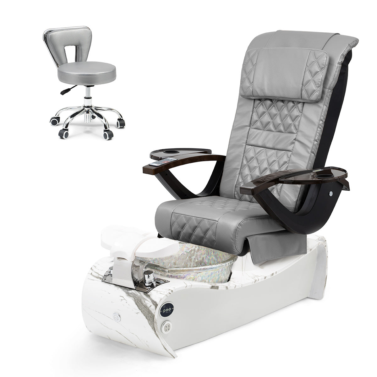 Thunder Pedicure Spa Chair - Marble Base - Unicorn Bowl - Carbon Fiber